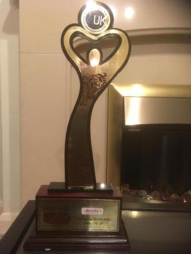 EXCEL award presented to Sruthi on Saturday 13th May 2017 at a function organised at Leicester by Malayalam UK online news for promoting Kerala art forms